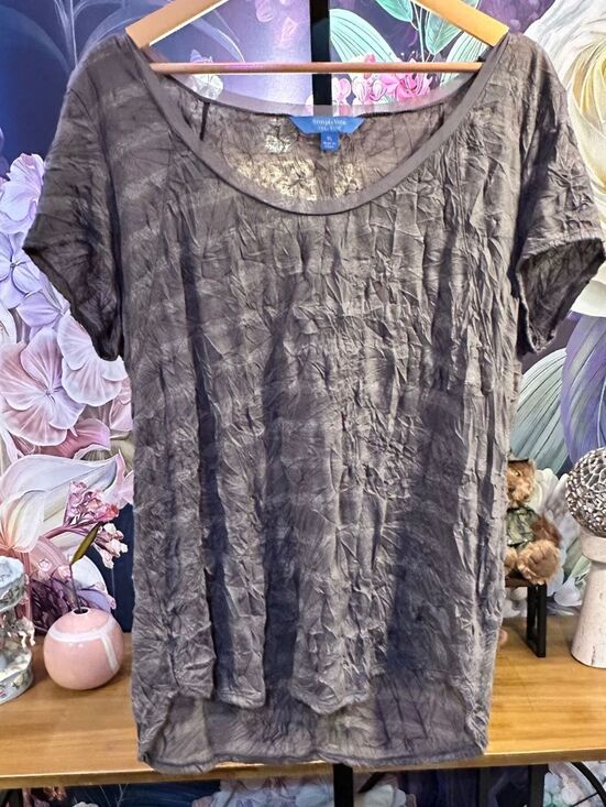 Simply Vera Vera Wang Tops - Simply Vera XL Top Ruched Texture Polyester Blend Scoop Neck Brown